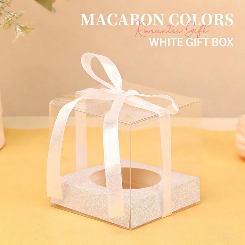 10pcs Transparent Single Cupcake Box with Ribbon | Clear Muffin & Mousse Cake Packaging Gift Box