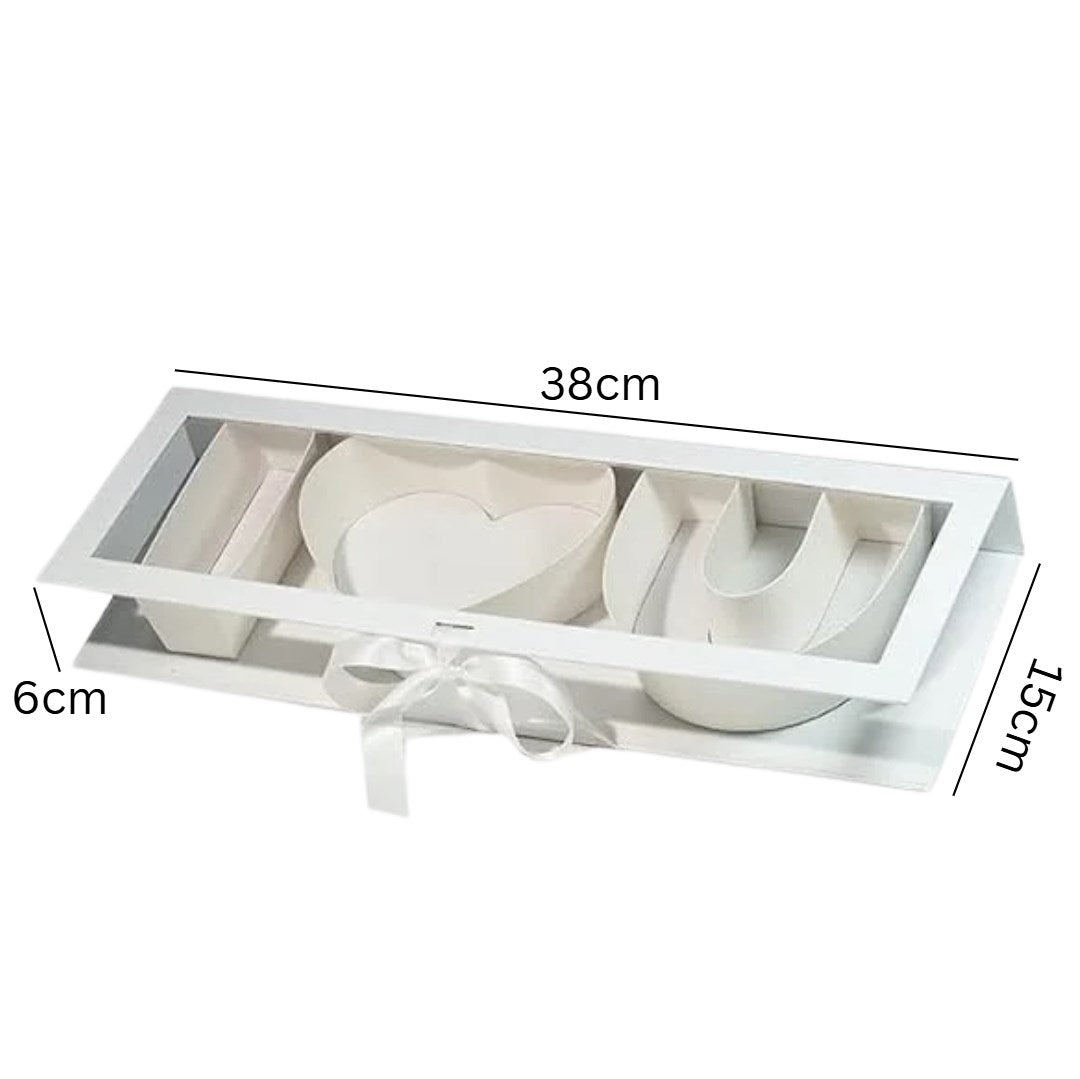 I HEART U Letter Flower Gift Box Large with Ribbon | Valentine's, Wedding Party, Mother's Birthday