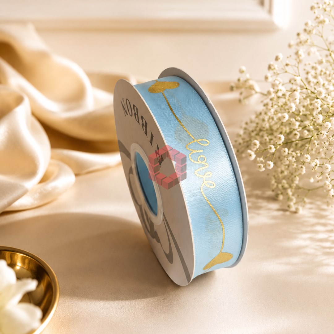 25mm x 50 Yards SATIN RIBBON Love Heart Printed  | Decorative Gift Wrapping Ribbon for Bouquets