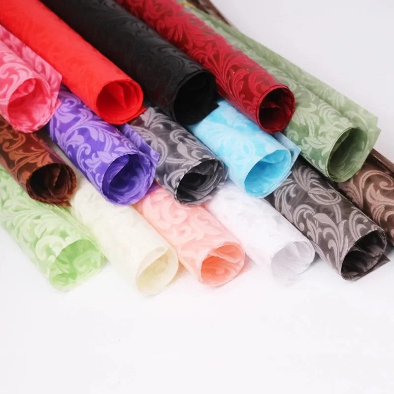 20 Sheets Embossed Flower Wrapping Paper | Premium Polyester Non-Woven Floral Bouquet Gift Wrap, DIY