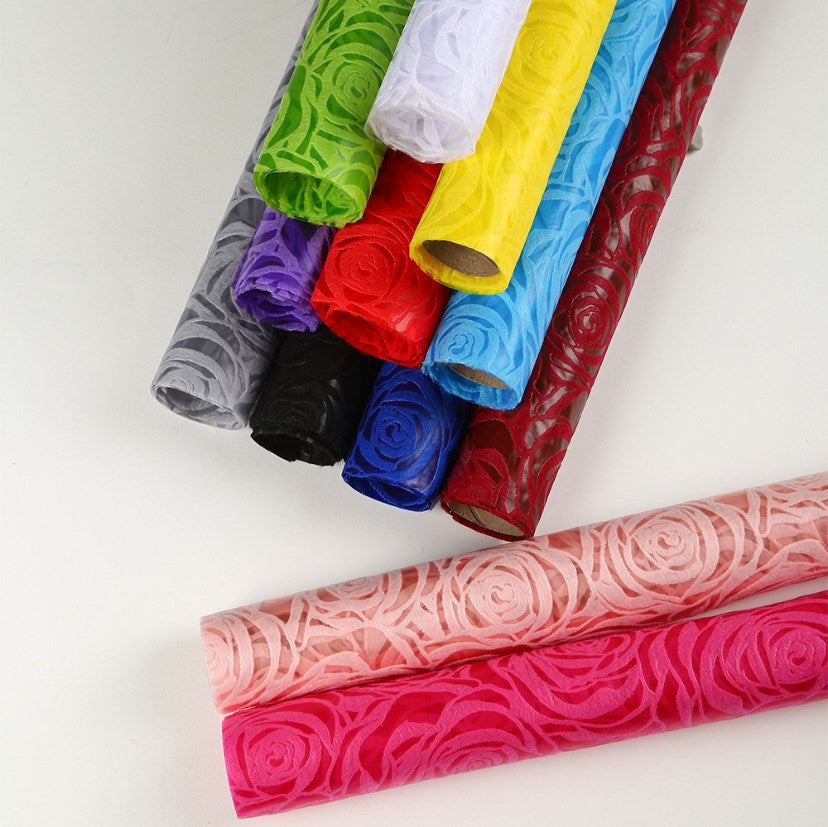 20 Sheets Embossed Flower Wrapping Paper | Premium Polyester Non-Woven Floral Bouquet Gift Wrap, DIY