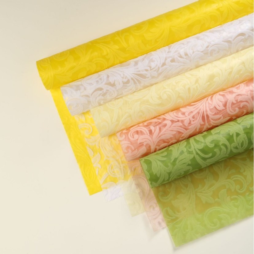 20 Sheets Embossed Flower Wrapping Paper | Premium Polyester Non-Woven Floral Bouquet Gift Wrap, DIY