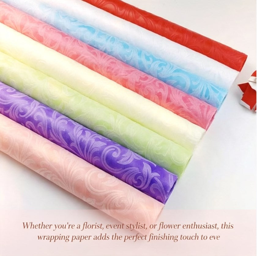 20 Sheets Embossed Flower Wrapping Paper | Premium Polyester Non-Woven Floral Bouquet Gift Wrap, DIY