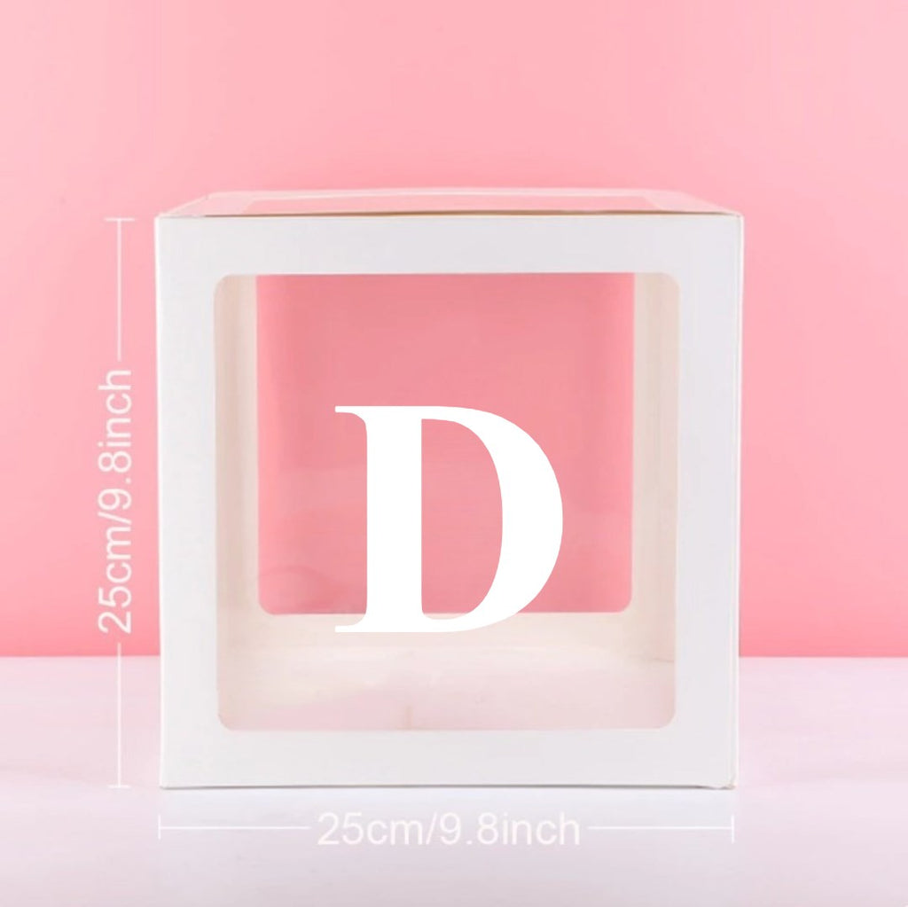 Transparent White Balloon Box with Number & Letter | Party Decoration Box for Birthday, Baby Shower