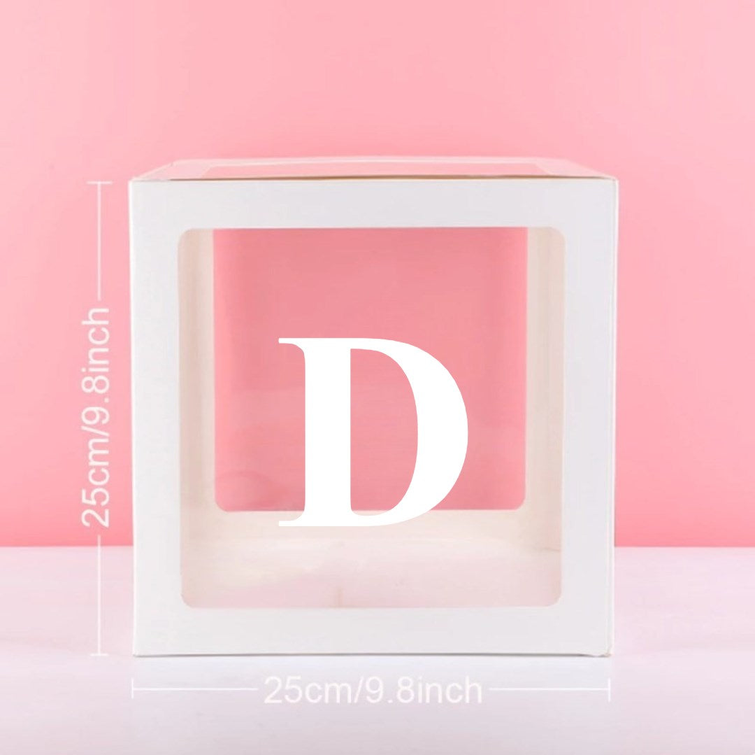 Transparent White Balloon Box with Number & Letter | Party Decoration Box for Birthday, Baby Shower
