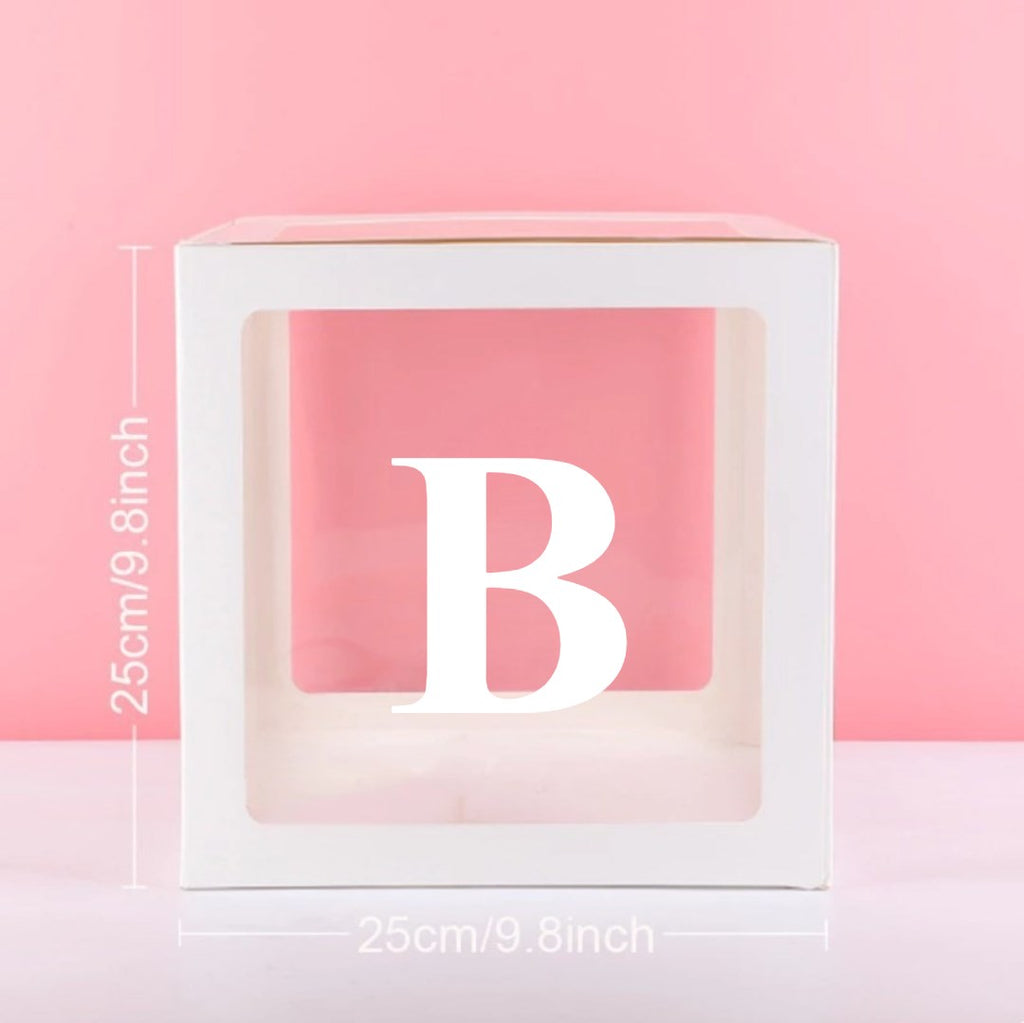 Transparent White Balloon Box with Number & Letter | Party Decoration Box for Birthday, Baby Shower