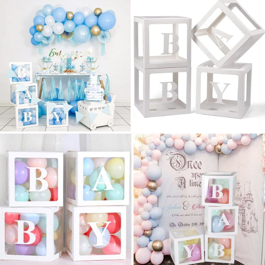 Transparent White Balloon Box with Number & Letter | Party Decoration Box for Birthday, Baby Shower