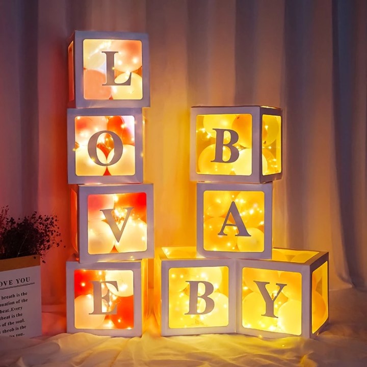 Transparent White Balloon Box with Number & Letter | Party Decoration Box for Birthday, Baby Shower