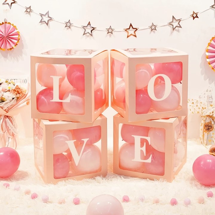Transparent White Balloon Box with Number & Letter | Party Decoration Box for Birthday, Baby Shower