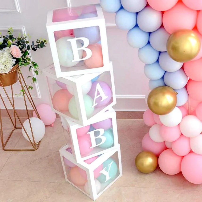 Transparent White Balloon Box with Number & Letter | Party Decoration Box for Birthday, Baby Shower