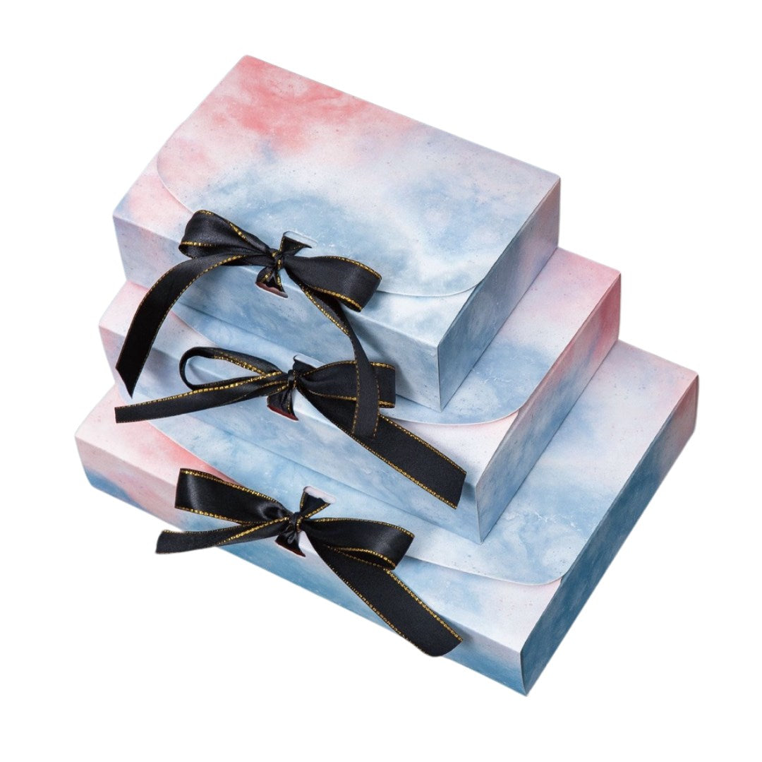 Brown/white Clamshell w/ribbon cardboard pastry gift box bowknot box combination packaging box