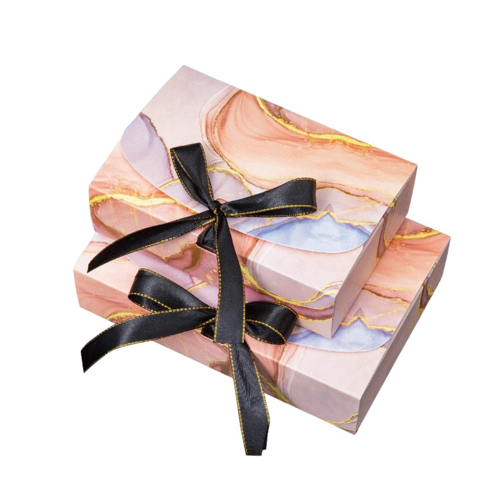 Brown/white Clamshell w/ribbon cardboard pastry gift box bowknot box combination packaging box