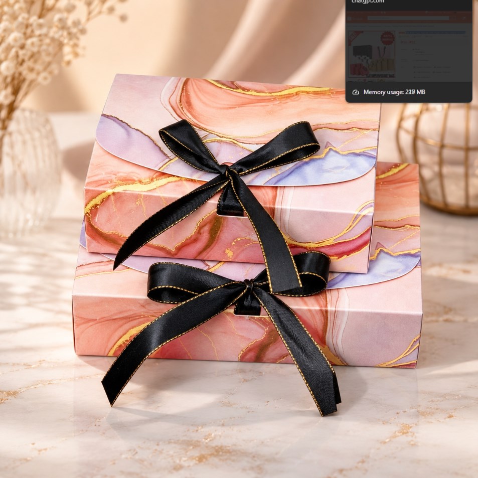 Brown/white Clamshell w/ribbon cardboard pastry gift box bowknot box combination packaging box