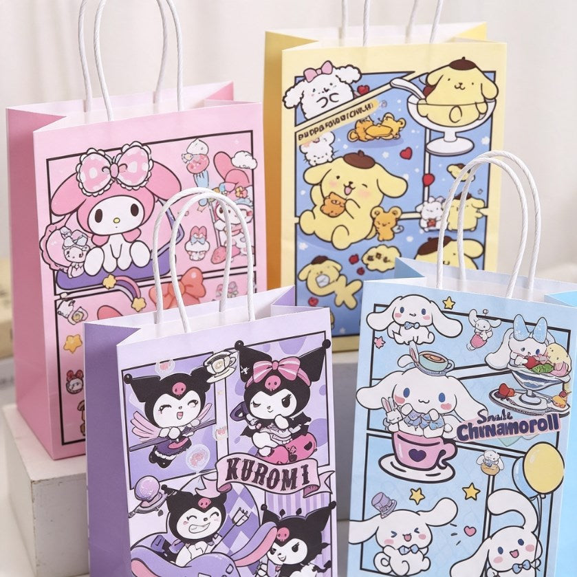 12pcs Sanrio Gift Bags Party Favor Bags | Cartoon Character Gift Tote Bags | Cute Gift Wrapping