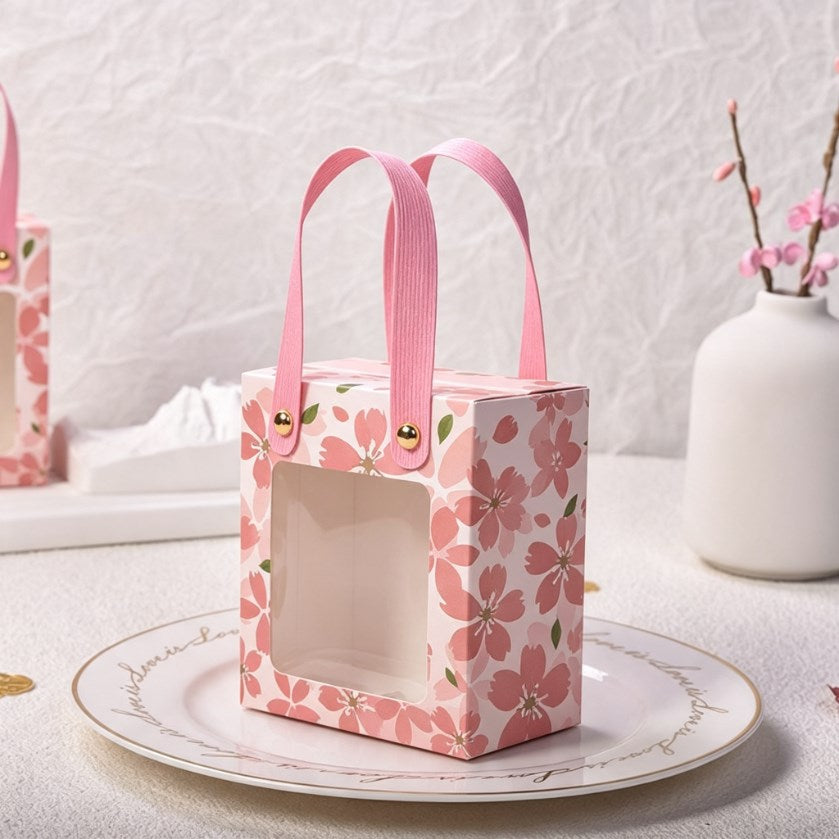 10pcs Premium Candy Gift Boxes with Clear Window | Pink Paper Favor Souvenir & Party Gifts