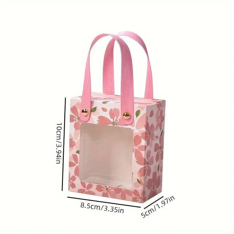 10pcs Premium Candy Gift Boxes with Clear Window | Pink Paper Favor Souvenir & Party Gifts
