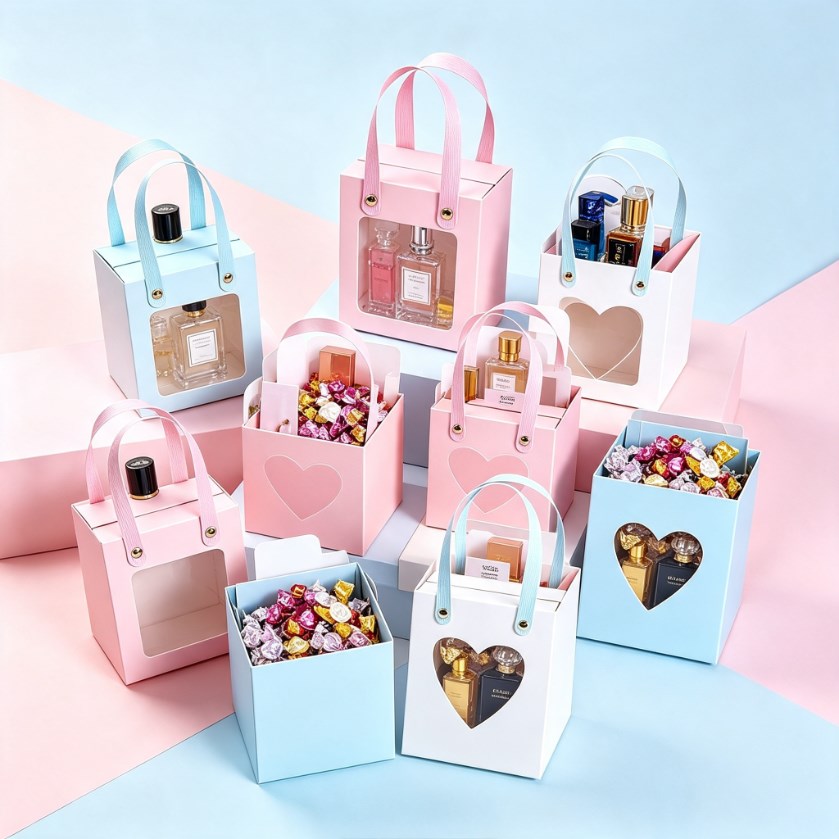 10pcs Premium Candy Gift Boxes with Clear Window | Pink Paper Favor Souvenir & Party Gifts