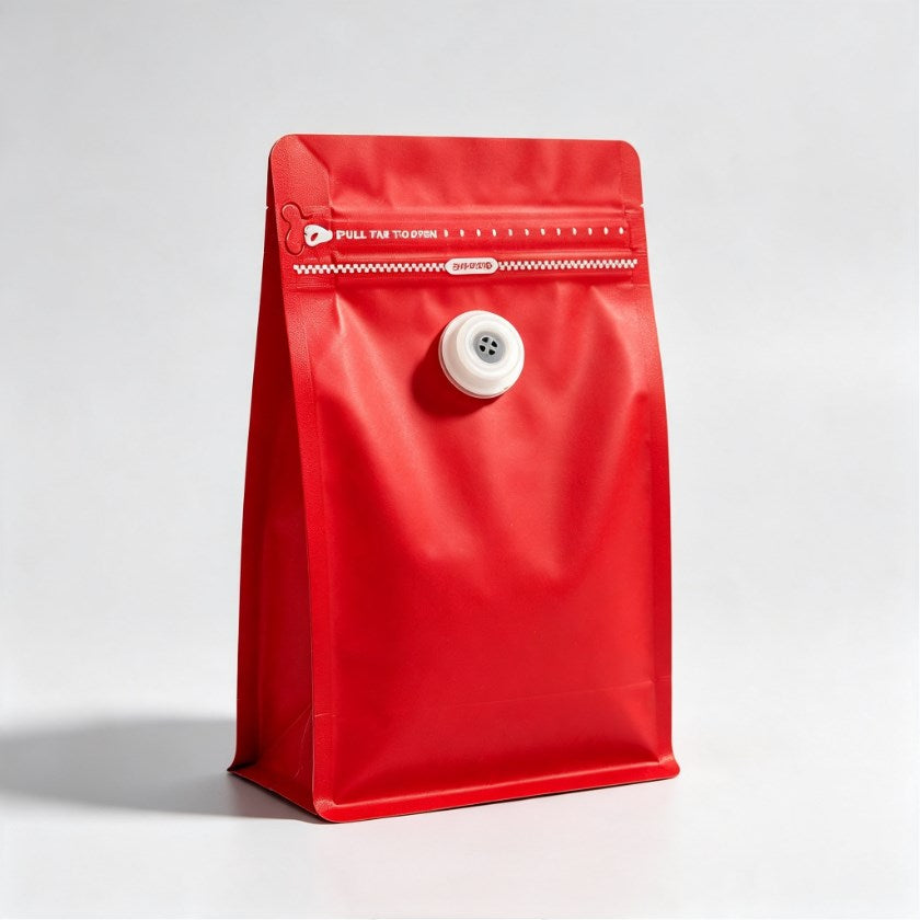 50pcs Flat Bottom Coffee Bean Bag with One-Way Valve | Premium Resealable Zip Lock Coffee Packaging