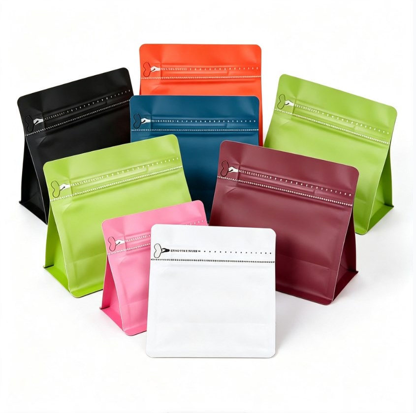 5PCS Flat Bottom Coffee Bean Bag Rubik's cube Pouch with One-Way Valve | Premium Resealable Coffee Packaging Bag