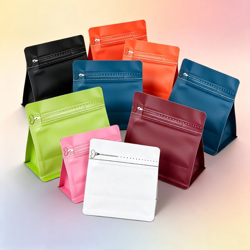 5PCS Flat Bottom Coffee Bean Bag Rubik's cube Pouch with One-Way Valve | Premium Resealable Coffee Packaging Bag