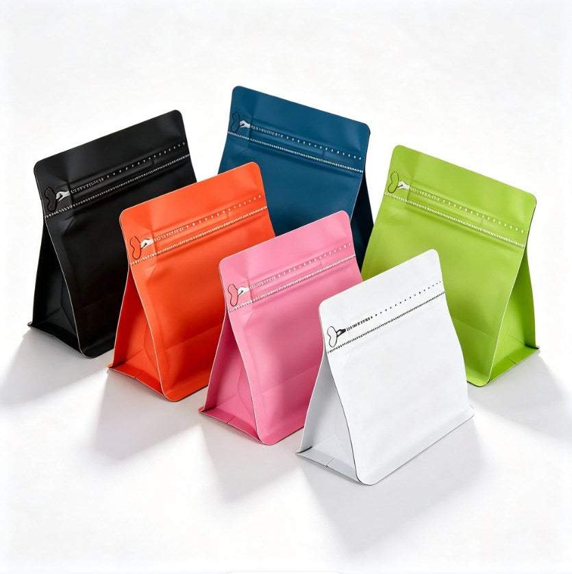 5PCS Flat Bottom Coffee Bean Bag Rubik's cube Pouch with One-Way Valve | Premium Resealable Coffee Packaging Bag