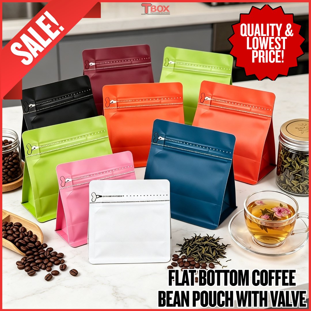 5PCS Flat Bottom Coffee Bean Bag Rubik's cube Pouch with One-Way Valve | Premium Resealable Coffee Packaging Bag