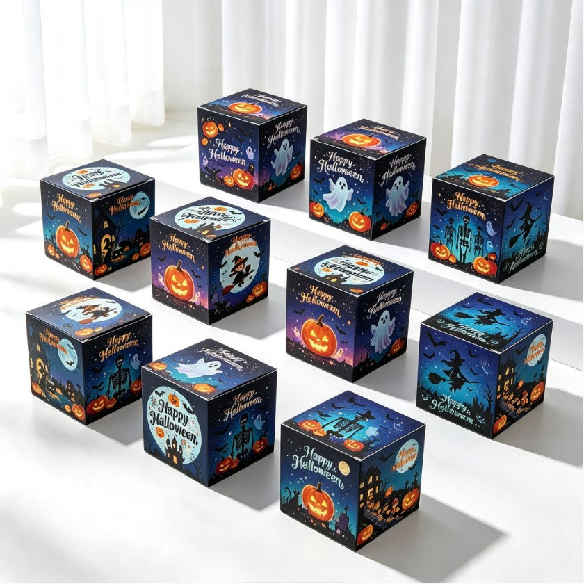 12pcs | Halloween Candy Treat Box | Printed Halloween Party Favor Box for Candy, Cookies, Snacks