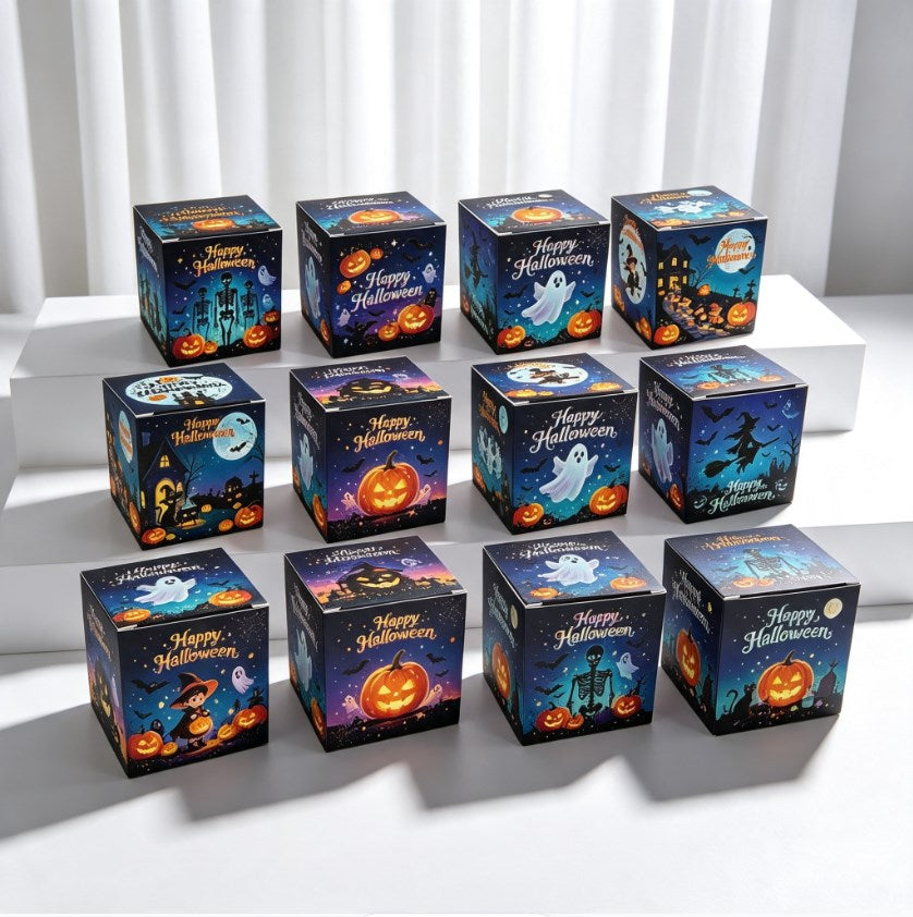 12pcs | Halloween Candy Treat Box | Printed Halloween Party Favor Box for Candy, Cookies, Snacks