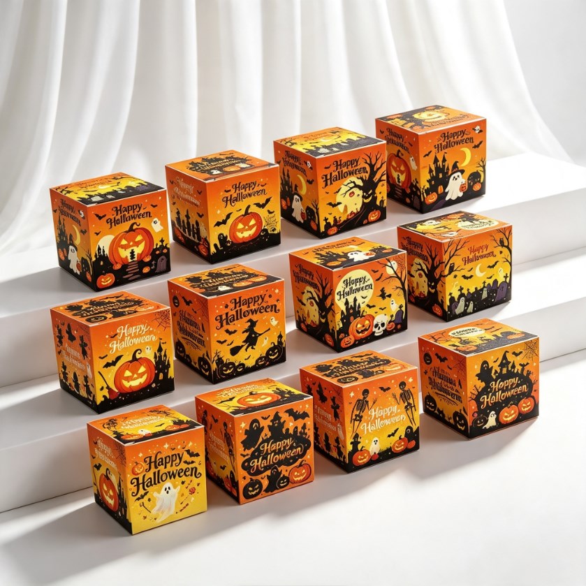 12pcs | Halloween Candy Treat Box | Printed Halloween Party Favor Box for Candy, Cookies, Snacks
