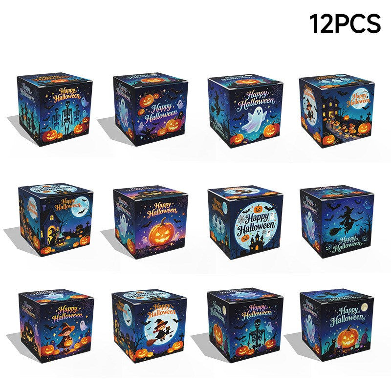 12pcs | Halloween Candy Treat Box | Printed Halloween Party Favor Box for Candy, Cookies, Snacks