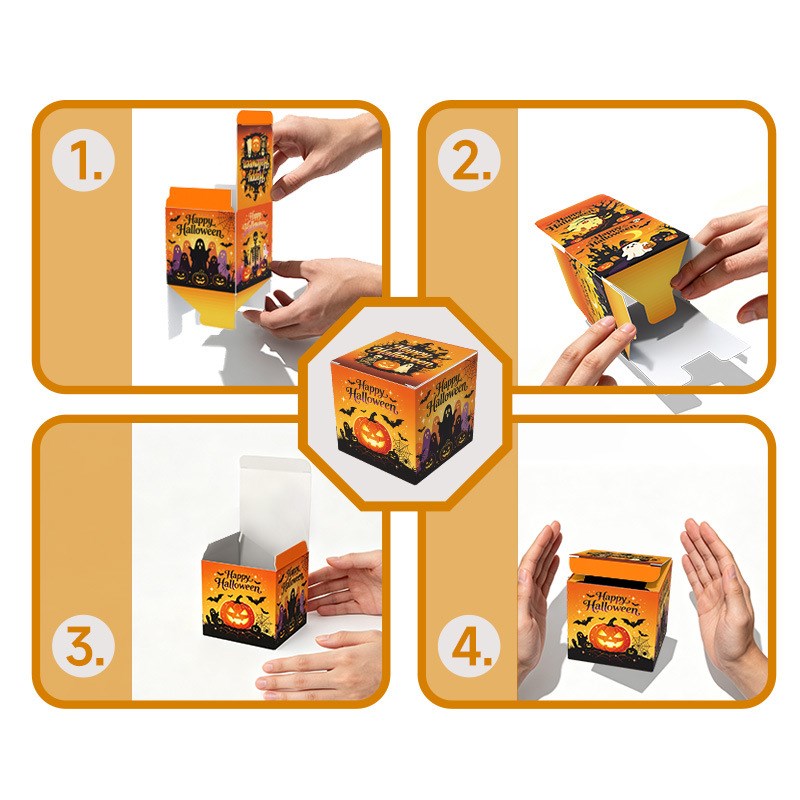 12pcs | Halloween Candy Treat Box | Printed Halloween Party Favor Box for Candy, Cookies, Snacks
