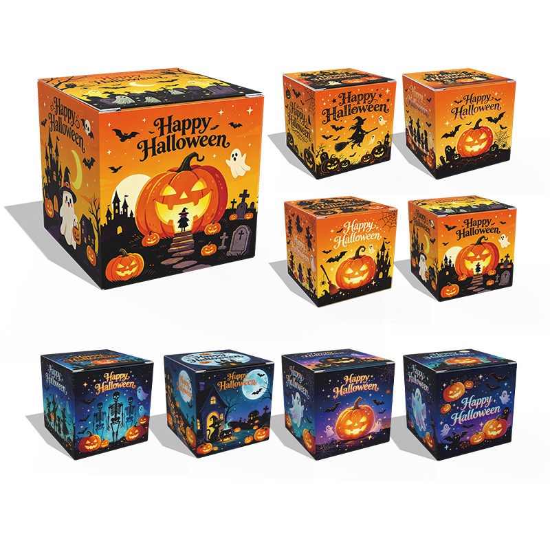12pcs | Halloween Candy Treat Box | Printed Halloween Party Favor Box for Candy, Cookies, Snacks
