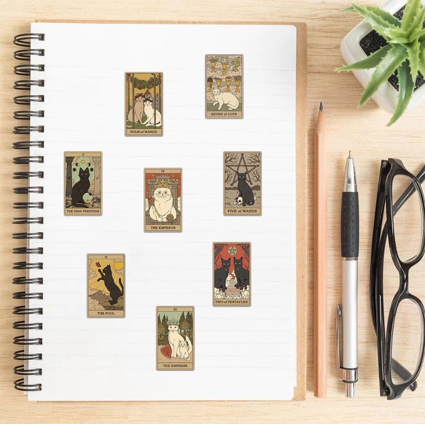78PCS Magic Cats Tarot Stickers Waterproof Vinyl Decals for Laptop Luggage Notebook Phone DIY Scrapb