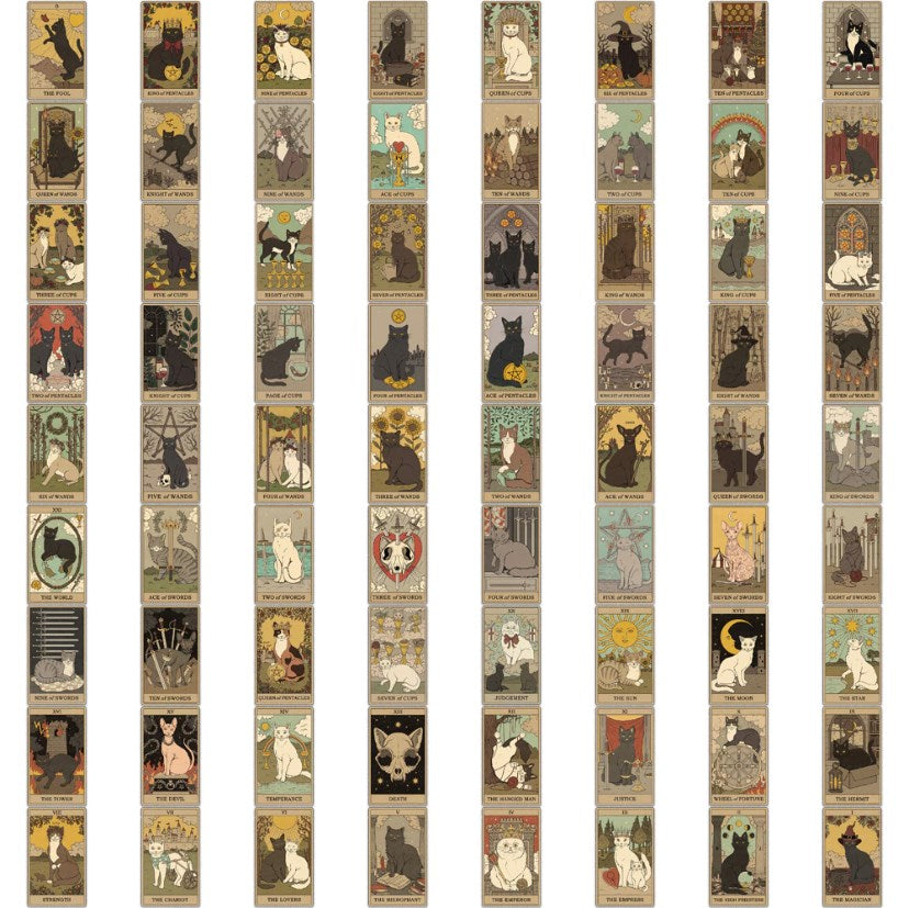 78PCS Magic Cats Tarot Stickers Waterproof Vinyl Decals for Laptop Luggage Notebook Phone DIY Scrapb
