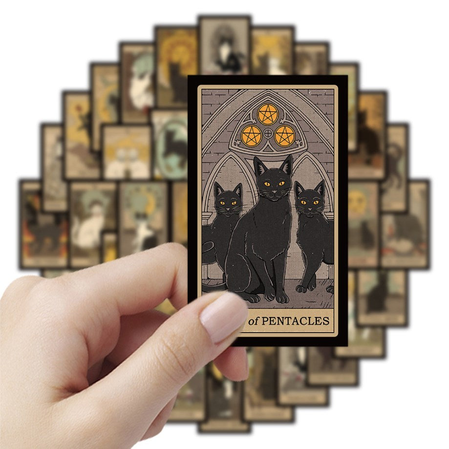 78PCS Magic Cats Tarot Stickers Waterproof Vinyl Decals for Laptop Luggage Notebook Phone DIY Scrapb