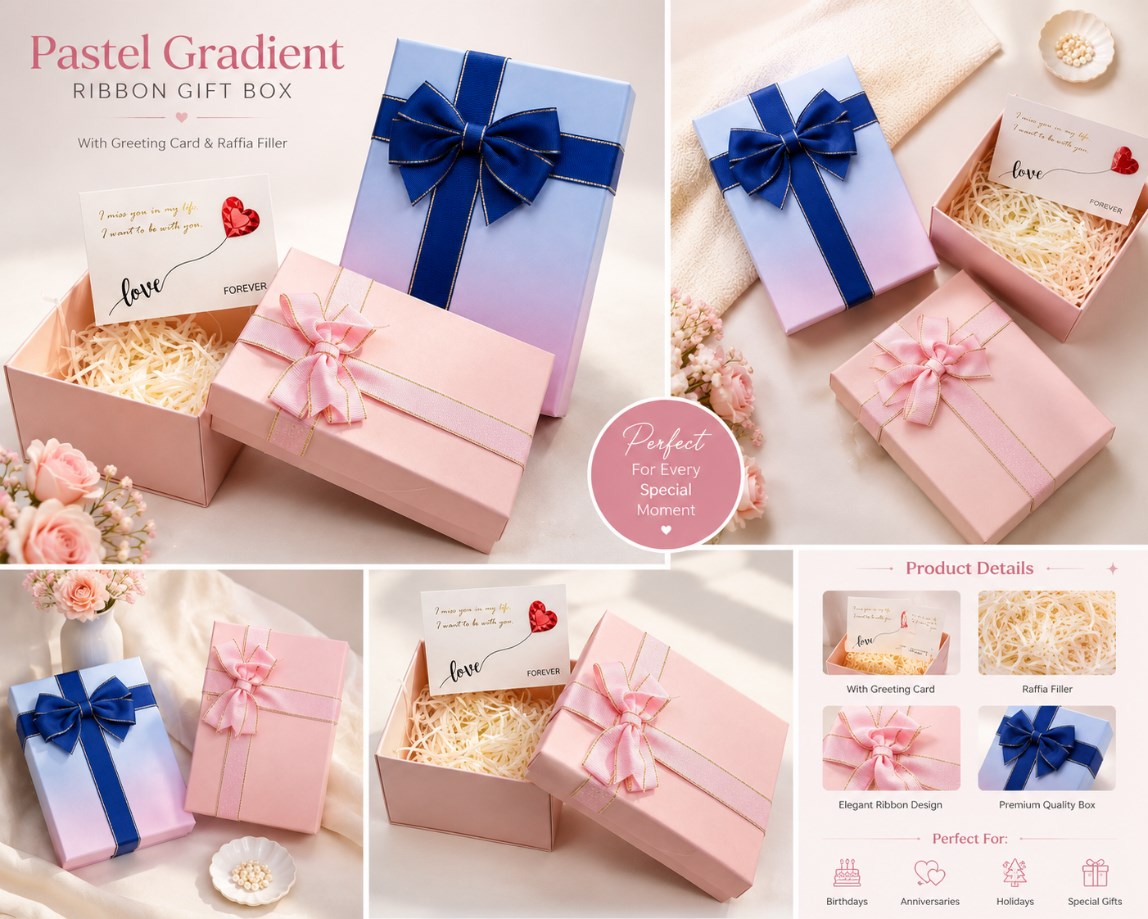 Premium Cross-Border Gift Box SET with Lid | Creative Holiday Gift Box with shredded and cards