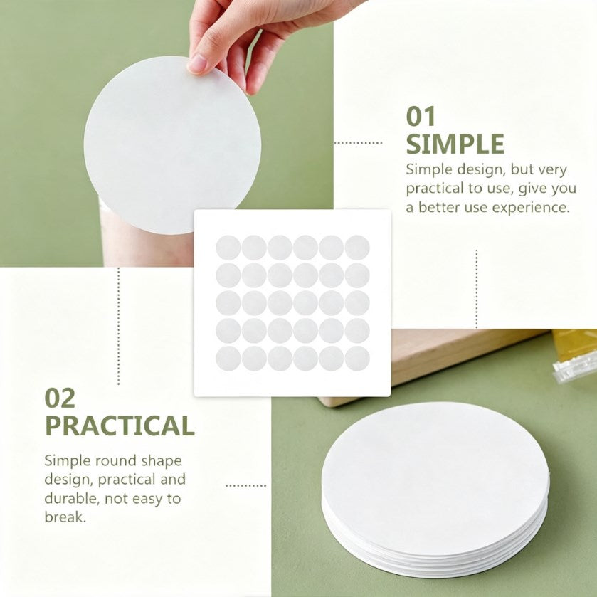 500pcs 13cm | Leak-Proof Cup Sealing Paper | Anti-Overflow Paper Mat for Milk Tea, Coffee & Takeaway