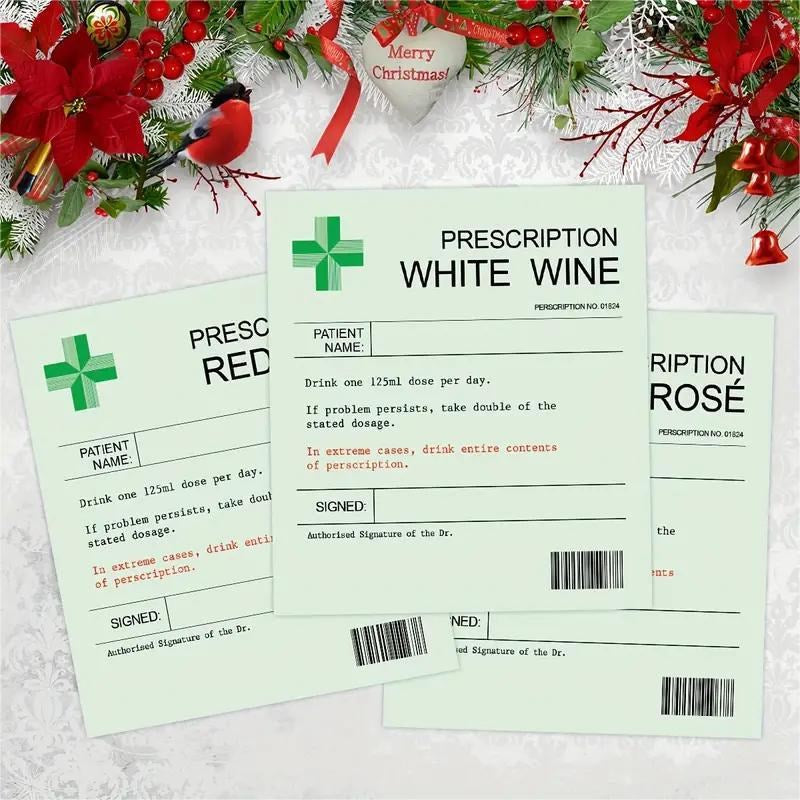 6PCS 3Styles Wine Bottle Label Stickers | Prescription Wine Labels | for Birthday Anniversary Gifts