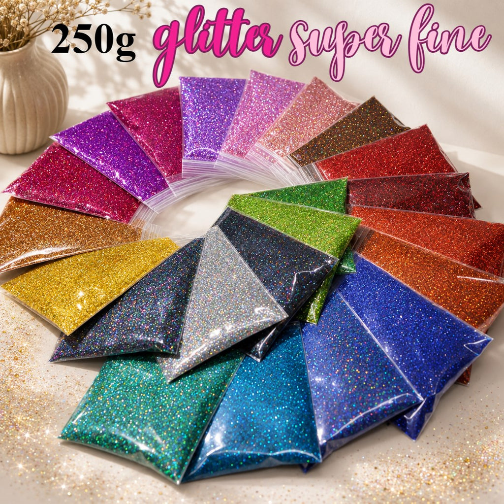 Glitters Super Fine 250g | Fine Glitter Powder for DIY Crafts, Arts, Decoration, Resin, Flowers & Ev