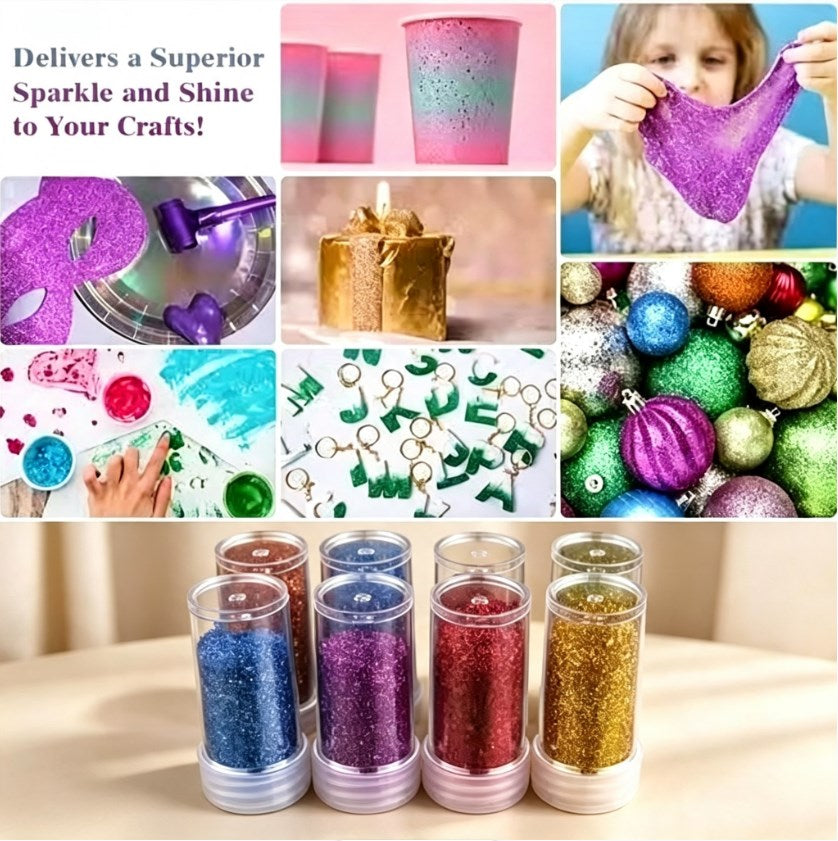 12pcs Glitter Bottles Set 5cm | Fine Glitter for Arts & Crafts, Nail Art, Makeup & Resin DIY