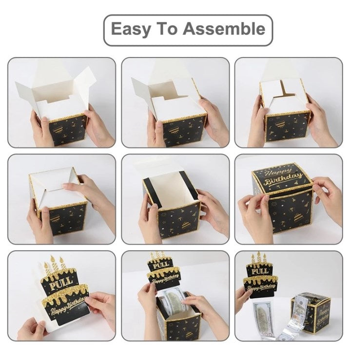 Birthday Money Pulling Gift Box Set Surprise Cash Gift Box Birthday Party Gift for Men Women