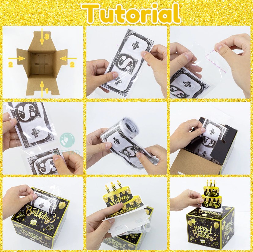 Birthday Money Pulling Gift Box Set Surprise Cash Gift Box Birthday Party Gift for Men Women