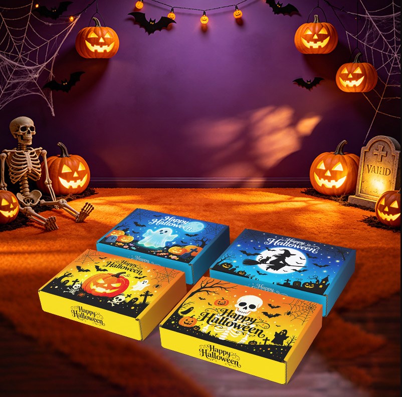 4pcs Halloween Mailer Box Random Design Candy Snack Gift Box Treat Packaging Halloween Party