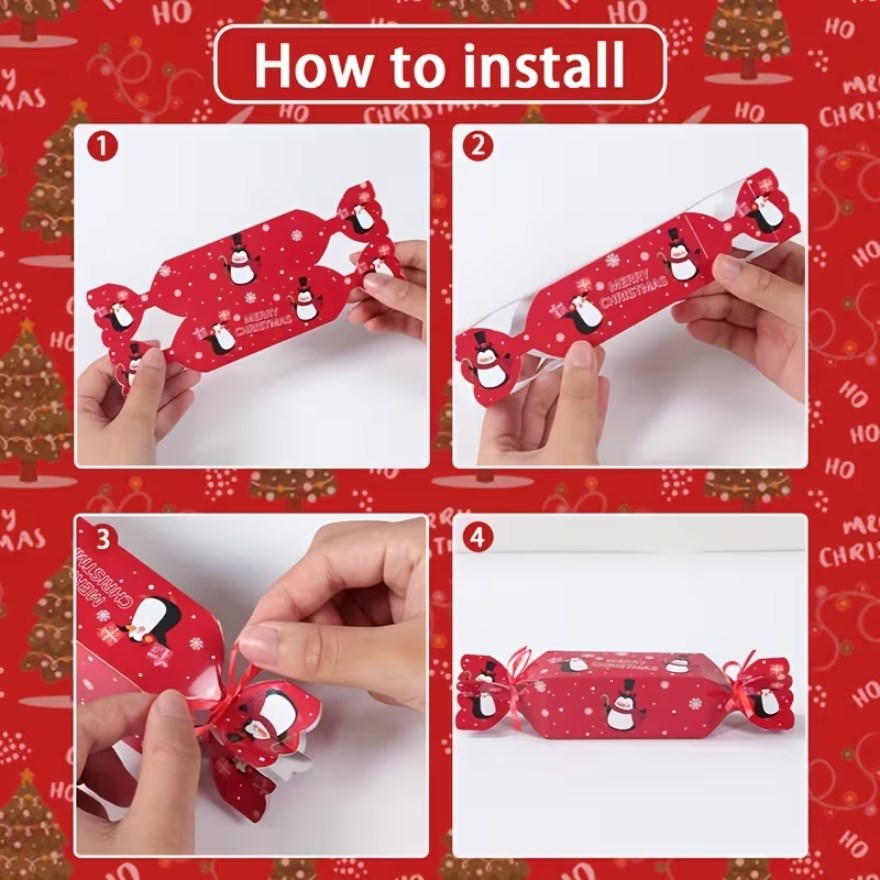 10pcs Christmas Candy Shaped Gift Box Perfect for giveaways, treats, and small gifts