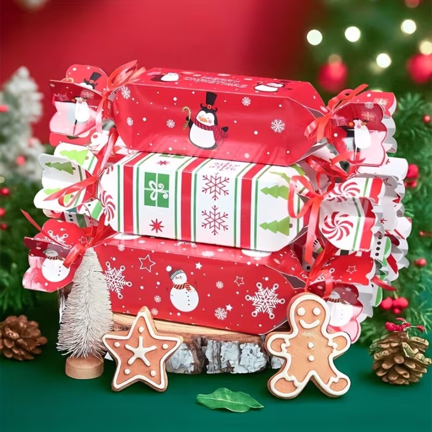 10pcs Christmas Candy Shaped Gift Box Perfect for giveaways, treats, and small gifts