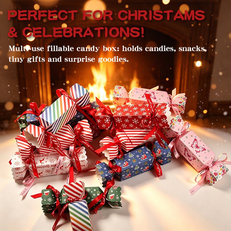 10pcs Christmas Candy Shaped Gift Box Perfect for giveaways, treats, and small gifts