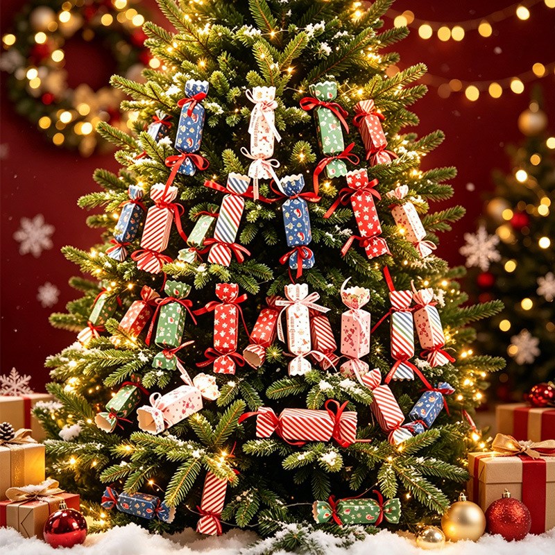 10pcs Christmas Candy Shaped Gift Box Perfect for giveaways, treats, and small gifts