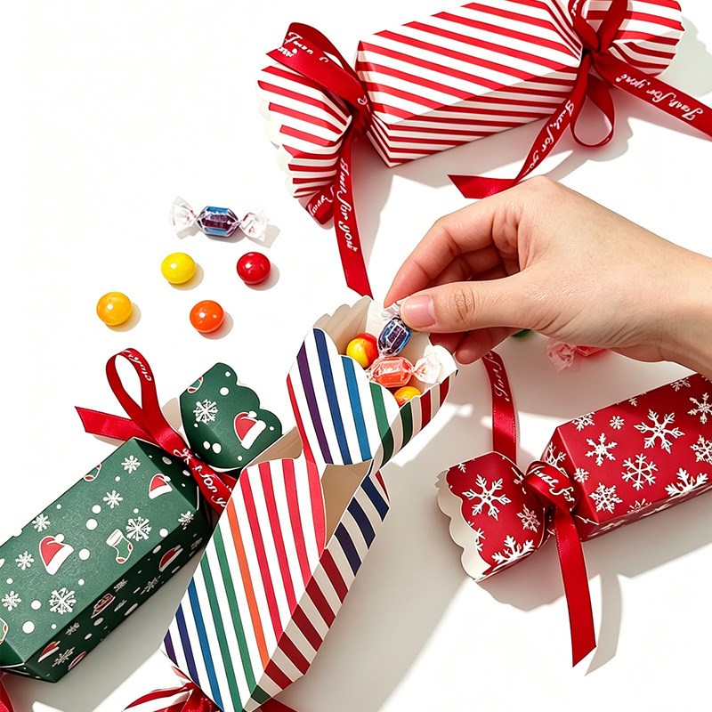 10pcs Christmas Candy Shaped Gift Box Perfect for giveaways, treats, and small gifts