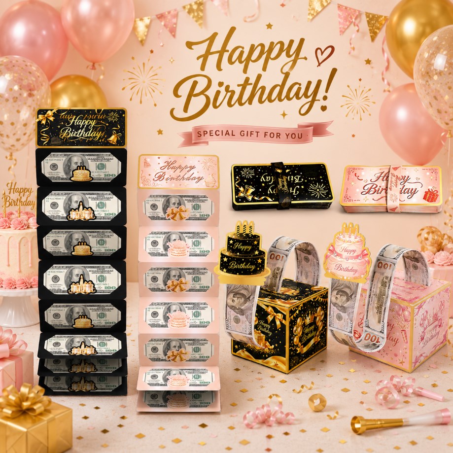Birthday Money Pulling Gift Box Set Surprise Cash Gift Box Birthday Party Gift for Men Women
