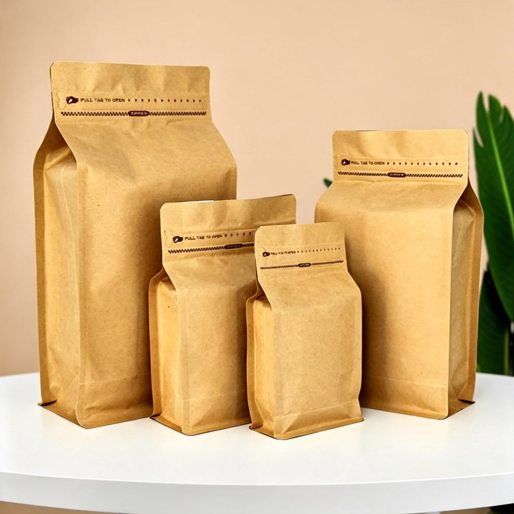 1pc Coffee Stand Up Pouch with Valve and Gusset Type Flat Bottom